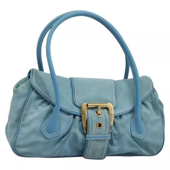 CELINE Hand Bag Suede Light Blue Auth 115368 - Picture 1 of 15